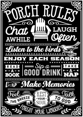 Porch Rules Vintage Poster