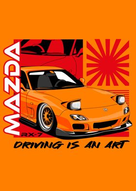 Orange RX 7 Car