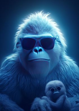 Cool Blue Funny Apes