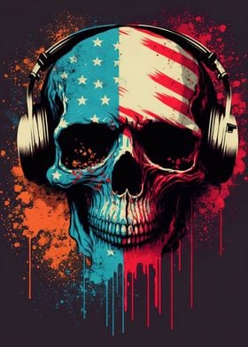 Skull with American Flag