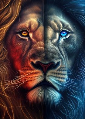 Lion Colorful Animal Face' Poster by Whimsical Animals | Displate