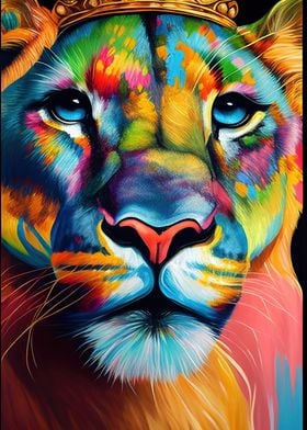 Colorful Lioness Animals