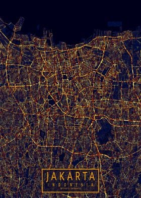 Jakarta Map City At Night