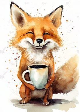 Coffee with Cute Fox