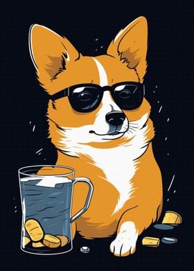 Cool Corgi Dink Beer