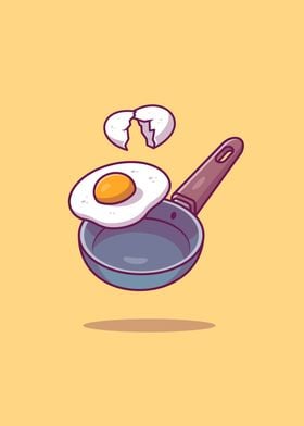 Frying Pan And Egg Fried 