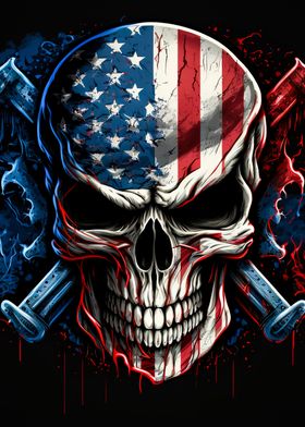 Skull with American Flag