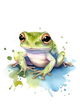 Cute Frog Watercolor