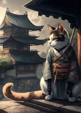 Cat Samurai Japan