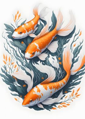 White Orange Koi Fish