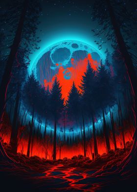 Red moon forest dark 