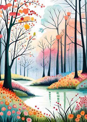  watercolor floral forest