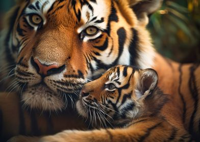 Tiger with tiger cub