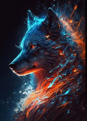 Colorful Wolf Abstract