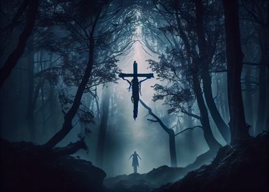 Crucifix in the woods