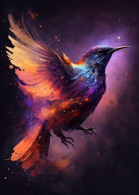 Colorful Galaxy Bird