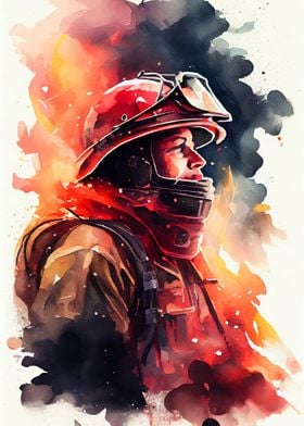 Firefighter Watercolors