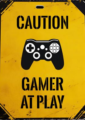 Funny Gamer At Play Sign