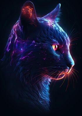Colorful Neon Cat 4