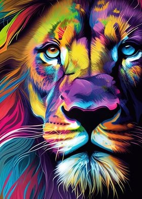 Colorful Lion Animals