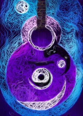 Yin Yang Moon Guitar