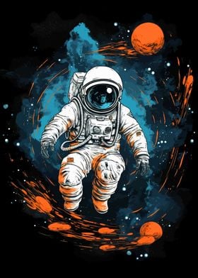 Astronaut Colorful Galaxy 