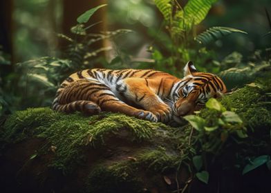 Sleeping tiger cub