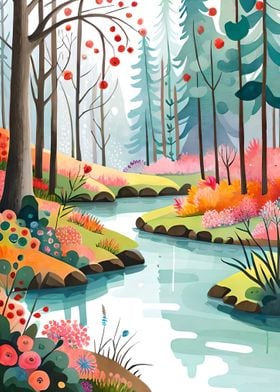  watercolor floral forest