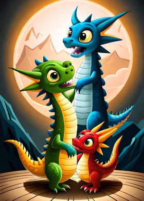 Baby Dragon 3D Cartoon 