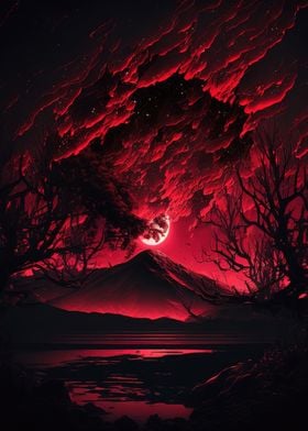 Red moon forest dark 