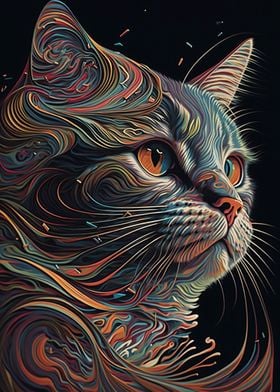 Abstract Cat Painting