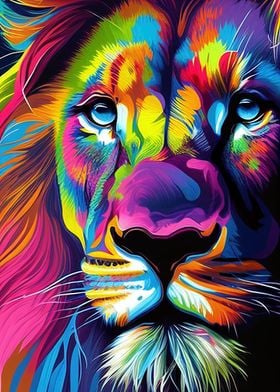 Colorful Lion Animals