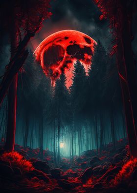 Red moon forest dark 