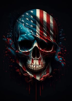 Skull with American Flag