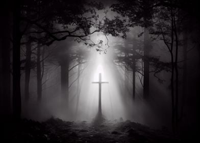 Crucifix in the woods