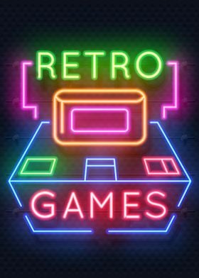 Retro Games Neon Gaming