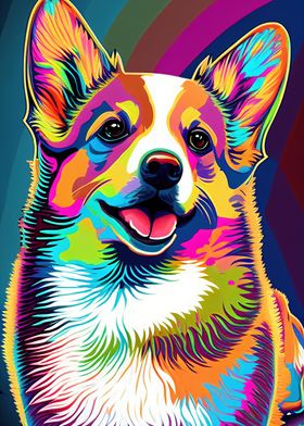 Colorful Corgi Dog Animals