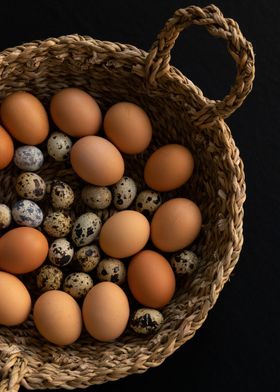 Close up of Basket of Eggs