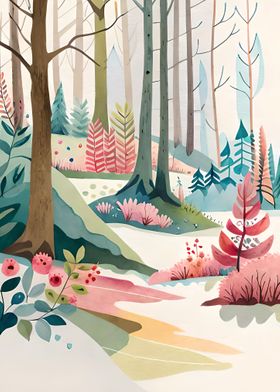  watercolor floral forest