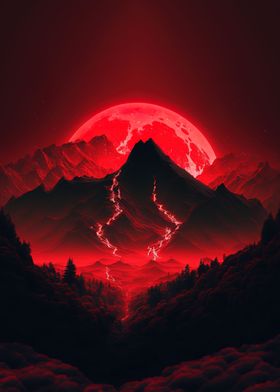 Red moon forest dark 