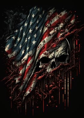 Skull with American Flag