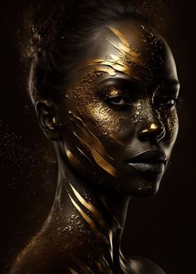 Afro Woman Black Gold skin