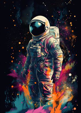 Astronaut colorful paint