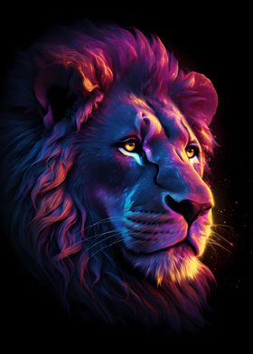 Neon Lion Head Portrait 7