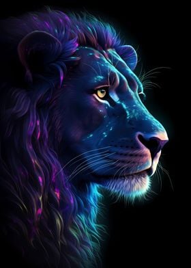 Neon Lion Head Portrait 6