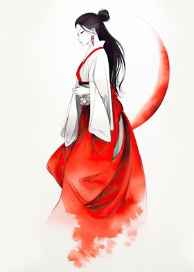 Manga Japan Woman Red