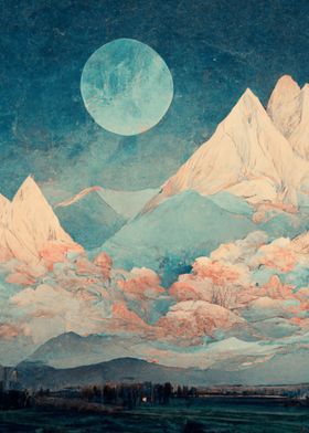 White Moon and Mountain