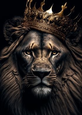 black lion king on gold 