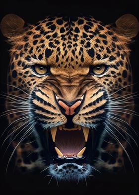 Angry Leopard Face Animal