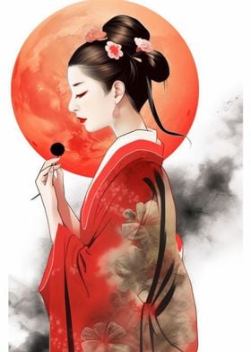 Traditional woman in red